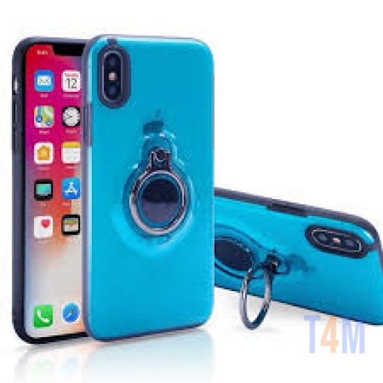 CAPA COM SUPORTE DE DEDOL APPLE IPHONE XS AZUL